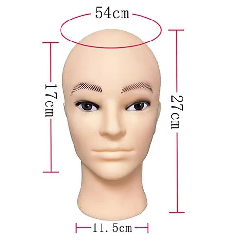 54cm head circumference male bald mannequin head dummy head