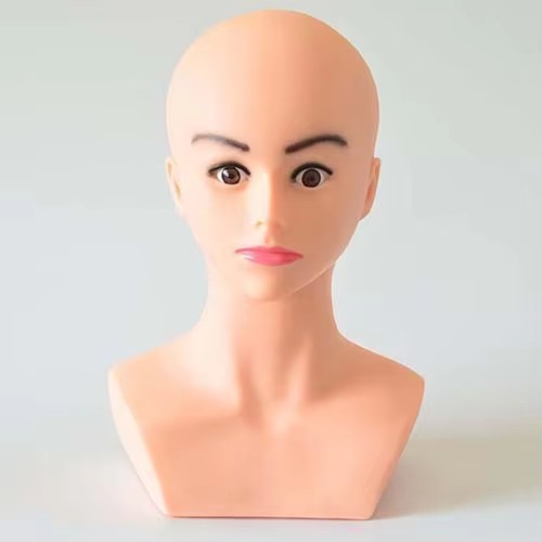 Bald mannequin head Dummy head with shoulder PVC head model