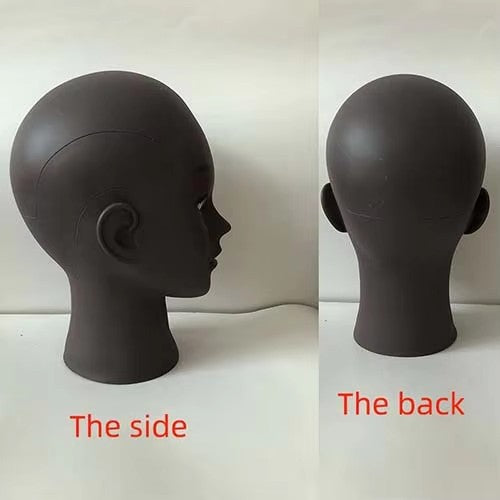 African female bald head model black mannequin head