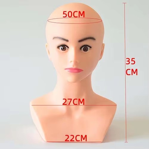 Bald mannequin head Dummy head with shoulder PVC head model
