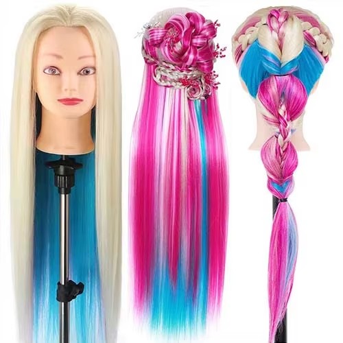 Colored wig head model instructor wig head model