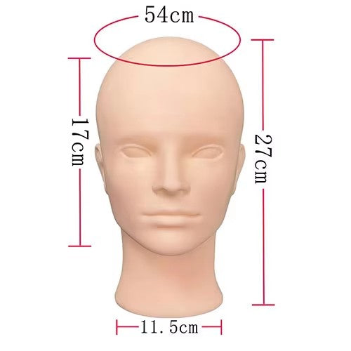 54cm head circumference male bald mannequin head dummy head