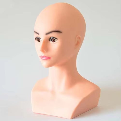Bald mannequin head Dummy head with shoulder PVC head model