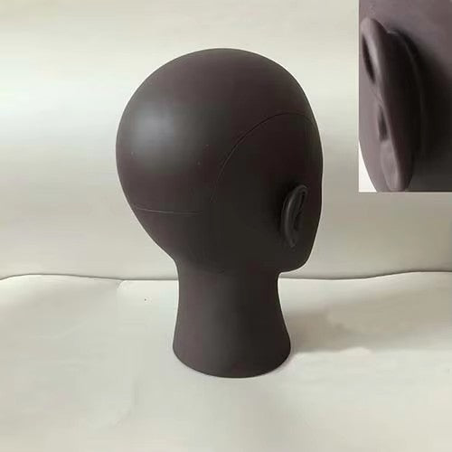 African female bald head model black mannequin head