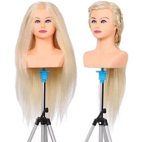 26 inch 90% Real Natural Hair Training Mannequin Head