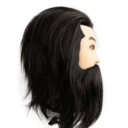 100% Real Hair Male Mannequin Head With Hair Beard Training Head