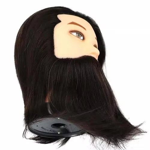 100% Real Hair Male Mannequin Head With Hair Beard Training Head