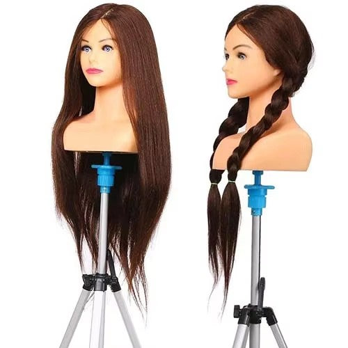 26 inch 90% Real Natural Hair Training Mannequin Head