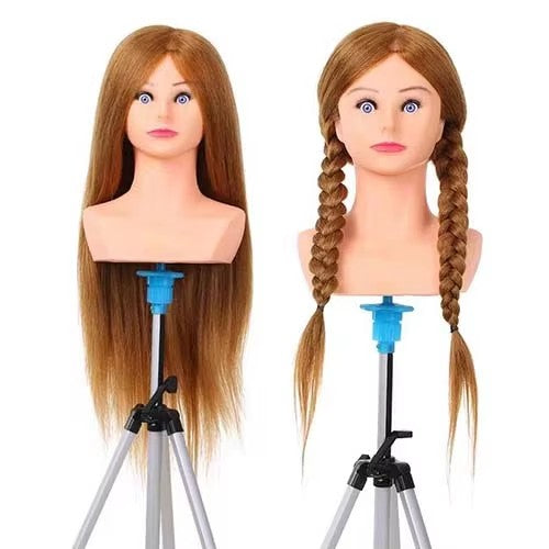 26 inch 90% Real Natural Hair Training Mannequin Head